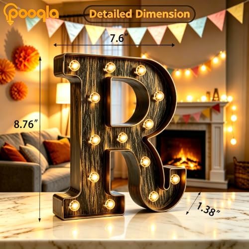 Pooqla Vintage Light Up Marquee Letters with Lights – Illuminated Industrial Style Lighted Alphabet Letter Signs - Coffee Bar Apartment Bedroom Wall Home Initials Decor A-Z - Image 4