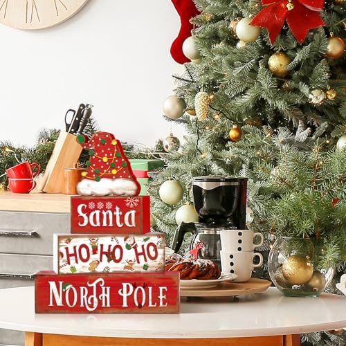 Moucuny 4 Pcs Christmas Table Sign Santa Hat Decorations - Image 6