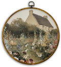 CUANFDDSF Vintage Cottagecore Farmhouse Round Wall Art, Rustic Countryside Garden Framed Hanging Wall Decor, Retro Country Landscape Canvas Prints Decorations for Home Bedroom Living Room, 10x10 Inch by CUANFDDSF