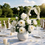 Artificial Peony Flowers, White,4PCS, 31.5'' Long Stem by ENALGRE