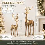 Thyle 2 Pcs Christmas Reindeer Figurines Decor, 9"x 6" Resin Standing Deer - Image 2