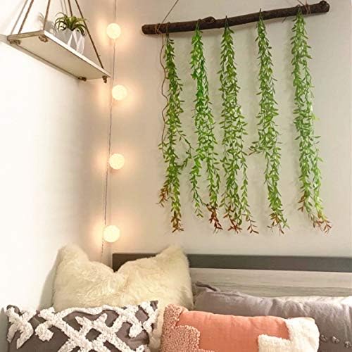 Artificial Hanging Vines, 10 Pack Fake Ivy Weeping Willow Greenery Leaves Plastic Plants Faux Garland Vine UV Resistant for Indoor Outdoor Garden Door Wall Baskets Wedding Party Decoration - Red - Image 6