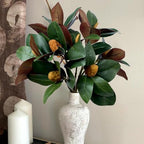 Artificial Magnolia Leaves Plant, Fake Branches 18.5 Inch 3D Plastic Leaf Greenery Bushes Faux Simulation Shrubs Stems Twigs for Home Garden Decor Vase Office Wedding Party DIY Decoration Green 2 Pack - Image 2
