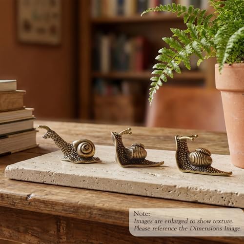 Set of 3 Tiny Solid Brass Snail Figurines – Cute Vintage Cottagecore Décor, Retro Antique-Style Miniature Figurine Collection for Terrarium, Desk, Bookshelf & Plant Pots - Image 5