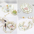 Hipiwe Gold Perfume Tray - Glass Mirrored Makeup Tray, Large 12.4"x 8.2" - Image 2