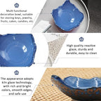 8" Small Ceramic Decorative Bowl，Irregular Rim Reactive Glaze Key Bowls for Entryway Table，Blue Coffee Table Bowl Decor，Modern Fruit bowls for Tabletop or Home Decor - Image 6
