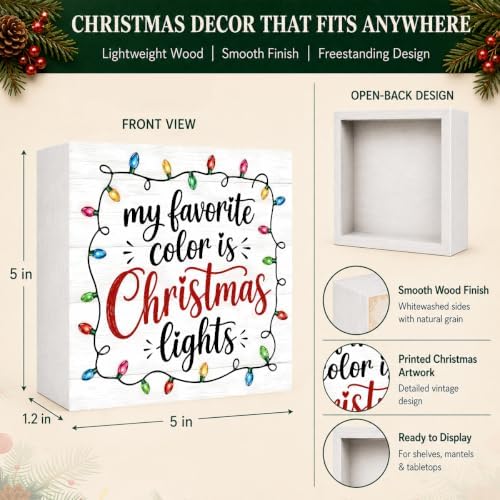 Christmas Decorations My Favorite Color Is Christmas Lights Wood Box Sign - Image 4