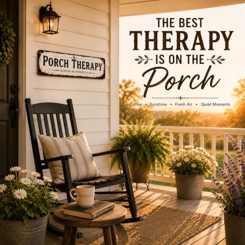 Porch Therapy Session in Progress Metal Sign, 16” x 4”, Vintage Rustic Front Porch Decor, Farmhouse Outdoor Metal Wall Sign for Porch, Patio, Entryway & Porch Decorations - Image 2
