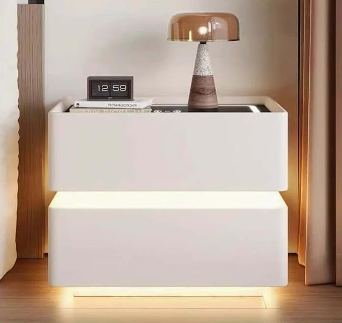 Smart Nightstand with Wireless Charging, LED Nightstand, Night Table Bedside - Image 4