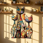 Wesiti Metal Cat Wall Art Decor Signs Colorful Mid Century 10.6x15.7 - Image 4