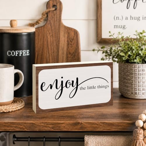 3x5 Inspirational Wooden Block Sign, Enjoy the Little Things, Rustic - Image 3
