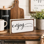 3x5 Inspirational Wooden Block Sign, Enjoy the Little Things, Rustic - Image 3