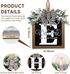 Ultra Large 14'' Last Name All Year Round Front Door Wreath with 26 Initial Letter Welcome Sign All Seasons Eucalyptus Garland and Bow Wreaths for Front Door Porch Farmhouse Decoration (E) - Image 4