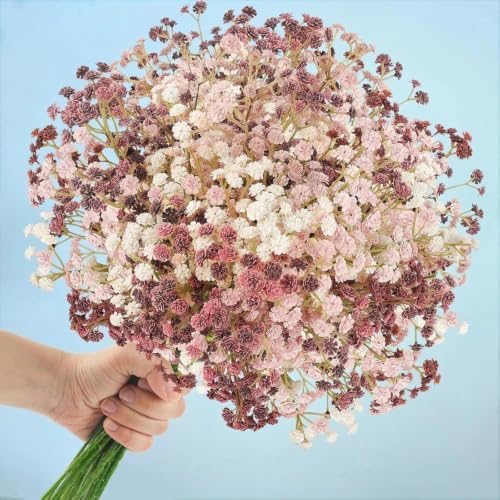N&T NIETING Baby Breath Flowers Artificial Bulk, 15Pcs, Fall Pink Decor by NTNIETING