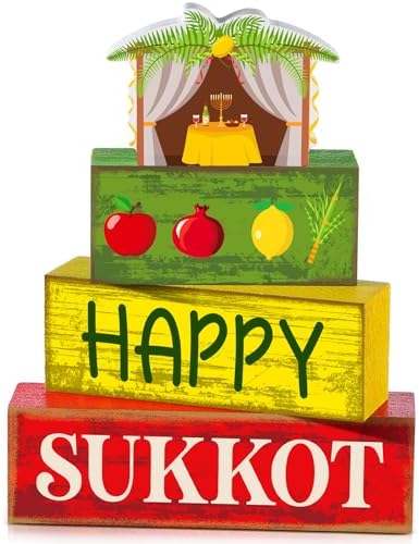 Yuntau 4 Pcs Happy Sukkot Table Decorations Sukkot Centerpieces for Tables by Yuntau