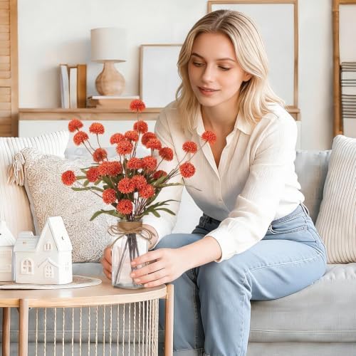 3PCS Mums Artificial Flowers with Vase - Small Silk Fake Flowers Suitable for Vase Bedroom Dining Room Living Rooms Decor Home Table Decor - Image 6