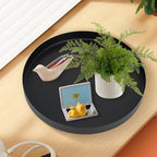 Black Round Decorative Serving Tray,12 Inch Metal Platter for Coffee Table Centerpiece, Circle Tray Counter and Dining Table Decor - Image 2