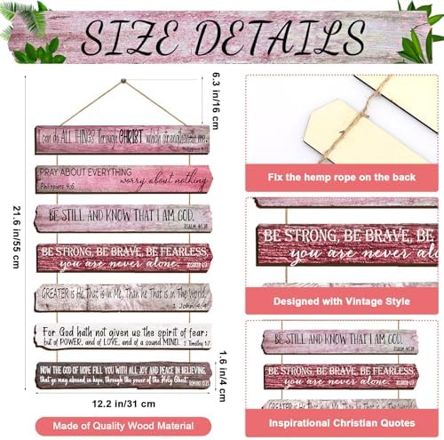 Yookeer 7 Tier Christian Wall Art Bible Verses Pink English Style - Image 2