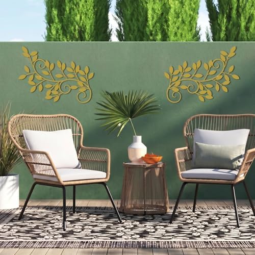 ESTART 2 Pcs Metal Tree Leaf Wall Art Vine Branch Decor, Gold - Image 4