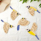Barydat 5 Pcs Wooden Bird Wall Art Decor folk Birds Art Decor,Blue by home