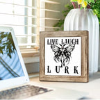 Halloween Wooden Sign, Mothman Square Wood Block Sign Table Decor, Horror Style Office Desk Signs, Rustic Wooden Table Top Decor, Freestanding Home Decoration 5.9x5.9 Inches - Image 4