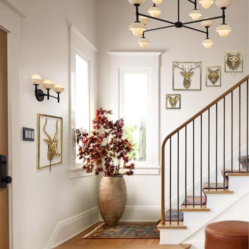 Newinhome Animal Heads Wall Decor (5pcs, Includes Metal Frame) Resin Animals Sculptures Head Wall Hanging Decoration Gold vintage Wall Sculpture for Living Room Bedroom Office - Image 6