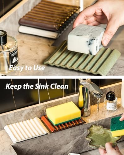 Zoeeker Soap Dish for Shower with Self Drain, Ceramic Bar Soap Holder - Image 6