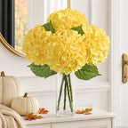 3 Pcs Real Touch Hydrangea Artificial Flowers, 21" Fake Flowers, Yellow - Image 6