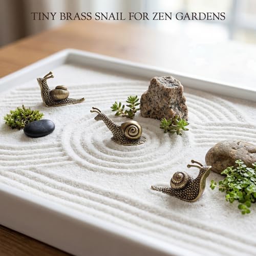Set of 3 Tiny Solid Brass Snail Figurines – Cute Vintage Cottagecore Décor, Retro Antique-Style Miniature Figurine Collection for Terrarium, Desk, Bookshelf & Plant Pots - Image 6