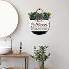 Bathroom Decor,Bathroom Open 24 Hours Please Seat Yourself Sign,Rustic Round Wooden Wreath Sign,Modern Farmhouse Home Accent For All The Seasons - Image 2