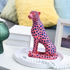 Quoowiit Statues for Home Decor, Modern Sculptures and Statues Decorations for Living Room, Bedroom, Table, Bookshelf, White Resin Leopard Art Decorative Sculpture with Black Polka Dots Design - Image 2