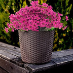 Outdoor Artificial Fake Flowers Plants - 24 Bundles Outside Artificial Violet Plastic Faux Flowers Outdoor Shrubs for Indoor Outdoor Decor (Rose Red) - Image 5