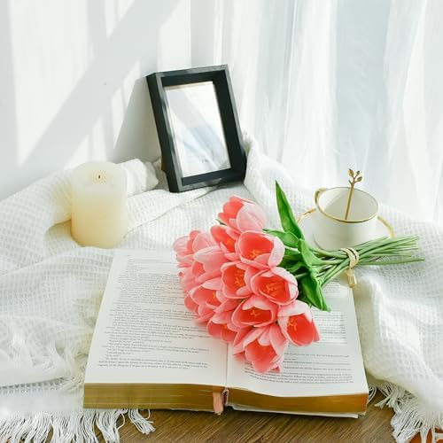 Mandy's 12pcs Artificial Light Pink Open Tulips - Image 3