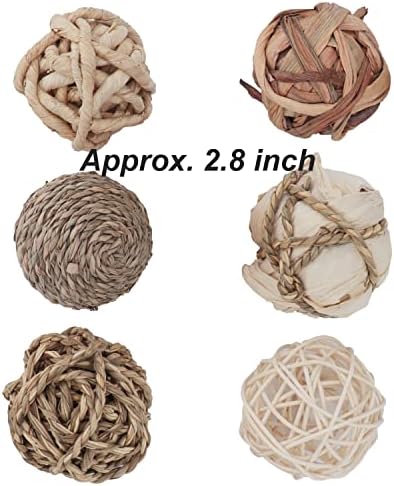 Kesywale Set of 6 Decorative Balls for Centerpiece Bowl Fillers, 2.8 inch Assorted Rattan Wicker Balls Spheres Orbs, Vase Fillers, Home Table Decor - Image 3