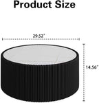 29.52" Round Marble Coffee Table, Modern Fluted Coffee Table w/White Sintered - Image 2