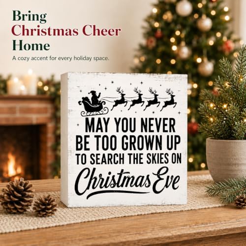 Christmas Decorations May You Never Be Too Grown Up Santa sleigh Wood Sign - Image 2