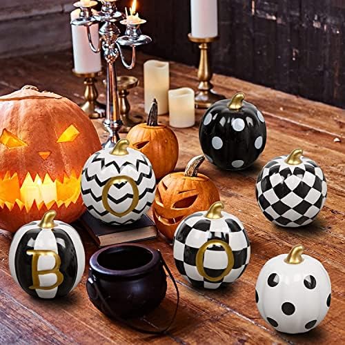 DAZONGE Set of 6 Ceramic Halloween Pumpkins Halloween Decorations Indoor - Image 4