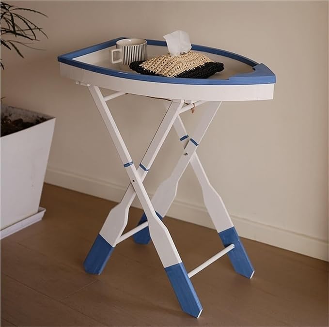 Boat-Shaped Solid Wood Folding Coffee Table - Image 2