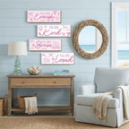 4 Pcs Pink Coastal Wall Decor, Positive Affirmations Wall Art Decor, Inspirational Wooden Signs, Beach Boho Bow Wall Art Hanging Plaques, Perfect for Girls Bedroom, Bathroom, Living Room - Image 5