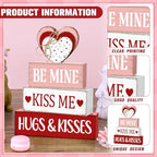 Marsui 4 Pcs Valentine's Day Decorations for Home Heart Table Decor Rustic Distressed Wooden Signs Valentines Centerpieces Blocks Farmhouse Valentines Tiered Tray Decor for Desk Shelf Mantel Indoor - Image 4