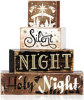 Moucuny 4 Pcs Christmas Wooden Signs Holy Night Farmhouse Table Decor by Moucuny