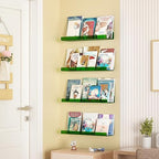 upsimples 4 Pcs 15" Acrylic Shelves for Wall Decor and Display, Green - Image 4