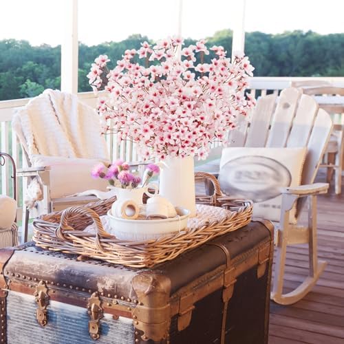 16 Pcs Artificial Silk Cherry Blossom Branches 15.7in for Vase ,Pink Peach - Image 2