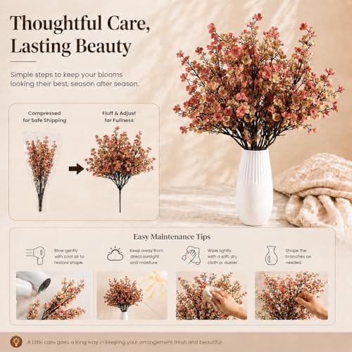 Mandy's 6 Bundles Artificial Beige Brown Baby’s Breath Flowers - Image 6