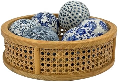 Galt International 4" Diameter Blue & White Floral Chinoiserie Ceramic Ball (Set of 3) Style 2 | Decorative Ball Vase Bowl Filler - Image 5