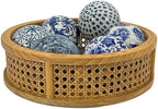 Galt International 4" Diameter Blue & White Floral Chinoiserie Ceramic Ball (Set of 3) Style 1| Decorative Ball Vase Bowl Filler - Image 4