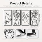 Bakovity Black Metal Wall Art, Abstract Minimalist Floral Woman Wall Decor - Image 2