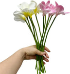 10 pcs White&Pink Plumeria Flowers Artificial with Stems,Real Touch - Image 4
