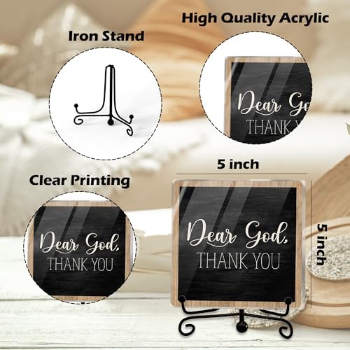 Modern Farmhouse Decor, Home Decor For Living Room, Boho Chic Aesthetic Shelf Decorations, Christian Dear God Acrylic Sign, Farmhouse Entryway Tv Stand Fireplace Coffee Table Decoration (14) - Image 2