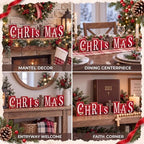 Threehoney 9 Pcs Nativity Christmas Wood Block, Rustic Christmas Sign Decor - Image 6